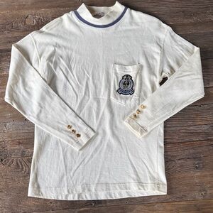 Tiara Sport cotton knit long sleeved mock‎ Mercy nautical tee top EVC size small